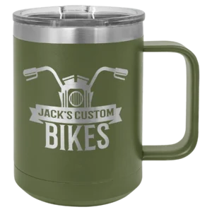 Olive Green Vacuum Insulated Mug with Slider Lid