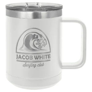 Polar Camel 15 oz. White Vacuum Insulated Mug with Slider Lid