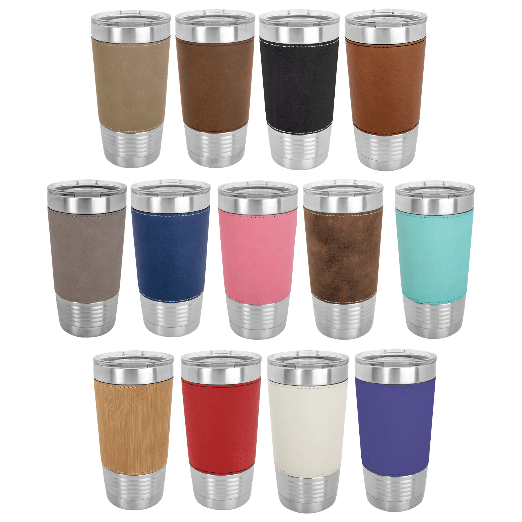 Polar Camel 20 oz. Rawhide Laserable Leatherette Tumbler with Clear Lid - Image 5