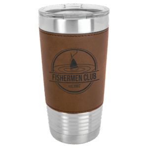 Polar Camel 20 oz. Dark Brown Laserable Leatherette Tumbler with Clear Lid