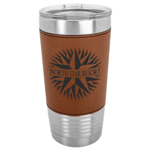 Polar Camel 20 oz. Rawhide Laserable Leatherette Tumbler with Clear Lid