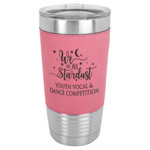 Polar Camel 20 oz. Pink Laserable Leatherette Tumbler with Clear Lid