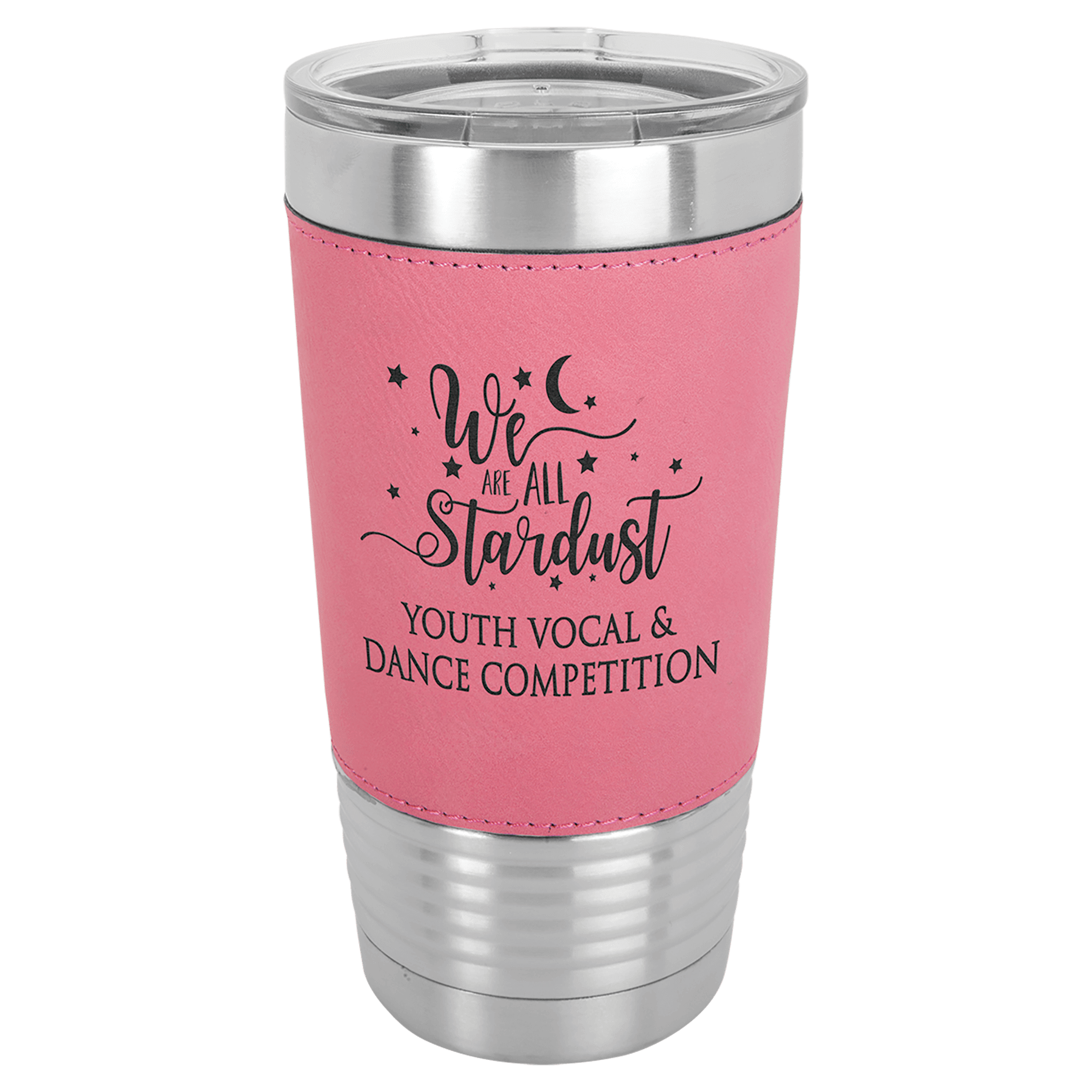 Polar Camel 20 oz. Pink Laserable Leatherette Tumbler with Clear Lid