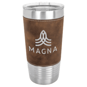 Polar Camel 20 oz. Rustic/Silver Laserable Leatherette Tumbler with Clear Lid