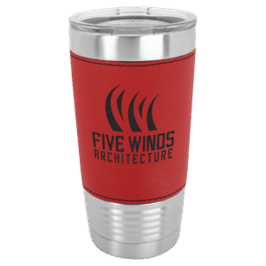 Polar Camel 20 oz. Red Laserable Leatherette Tumbler with Clear Lid
