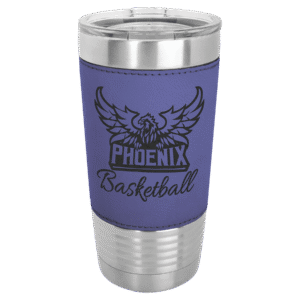Polar Camel 20 oz. Purple/Black Laserable Leatherette Tumbler with Clear Lid