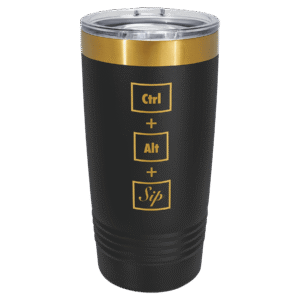 Polar Camel 20 oz. Black/Bright Gold ION-Plated Ringneck Tumbler with Slider Lid