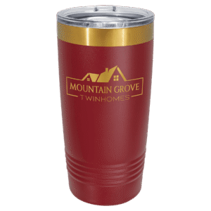Polar Camel 20 oz. Maroon/Bright Gold ION-Plated Ringneck Tumbler with Slider Lid