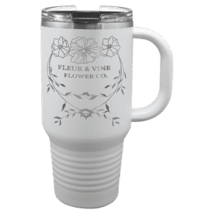 Polar Camel 32 oz. White Travel Mug with Snap Lid and Straw