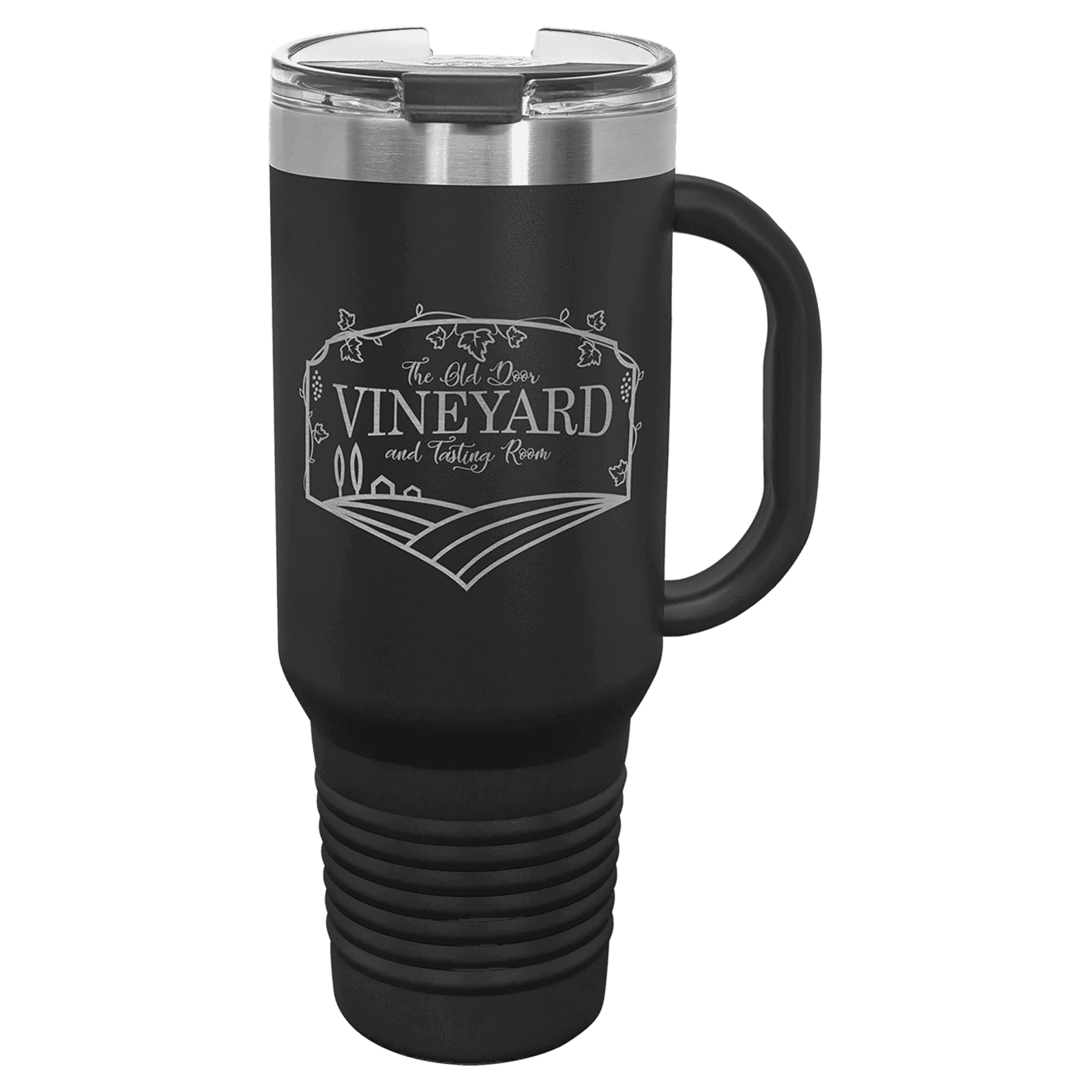 Polar Camel 40 oz. Black Travel Mug with Snap Lid & Straw