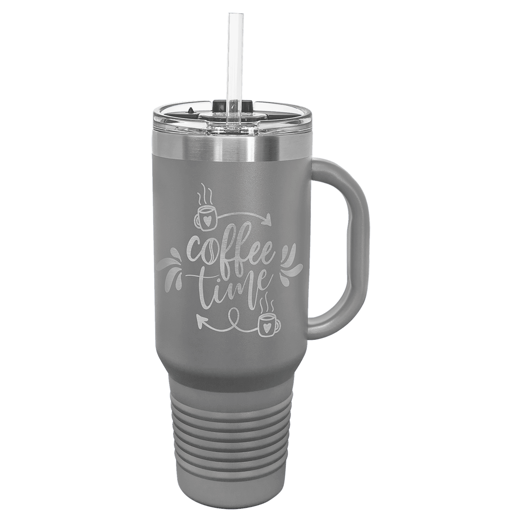 Polar Camel 40 oz. Dark Gray Travel Mug with Snap Lid & Straw - Image 3