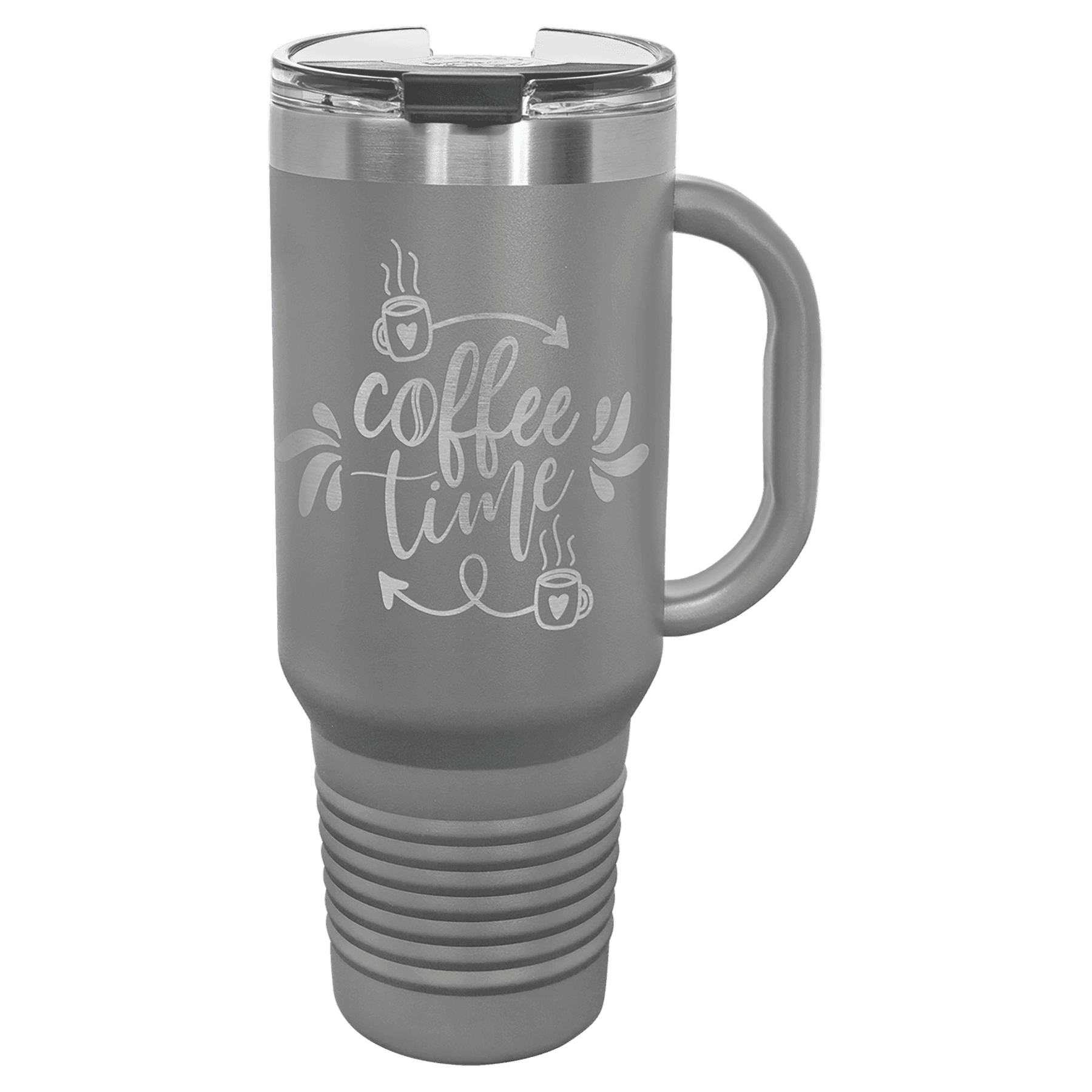 Polar Camel 40 oz. Dark Gray Travel Mug with Snap Lid & Straw