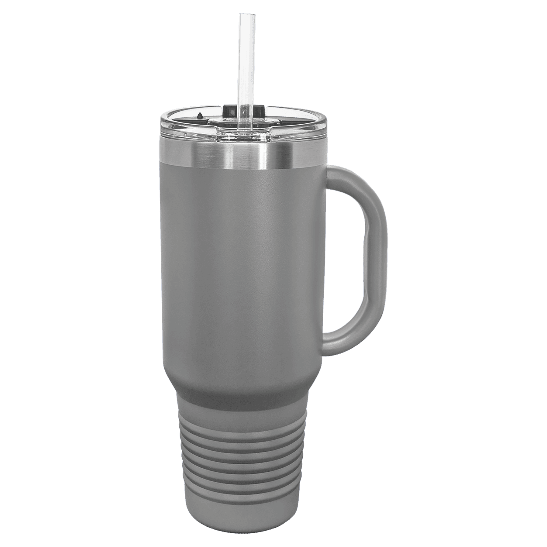 Polar Camel 40 oz. Dark Gray Travel Mug with Snap Lid & Straw - Image 4
