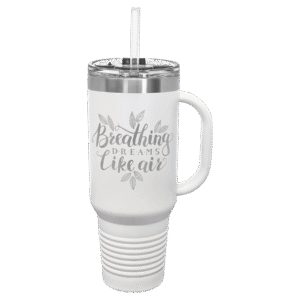 Polar Camel 40 oz. White Travel Mug with Snap Lid & Straw