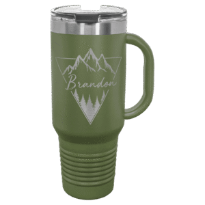 Polar Camel 40 oz. Olive Green Travel Mug with Snap Lid & Straw