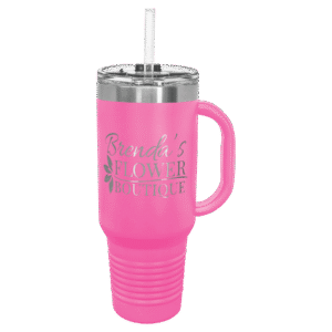 Polar Camel 40 oz. Pink Travel Mug with Snap Lid & Straw