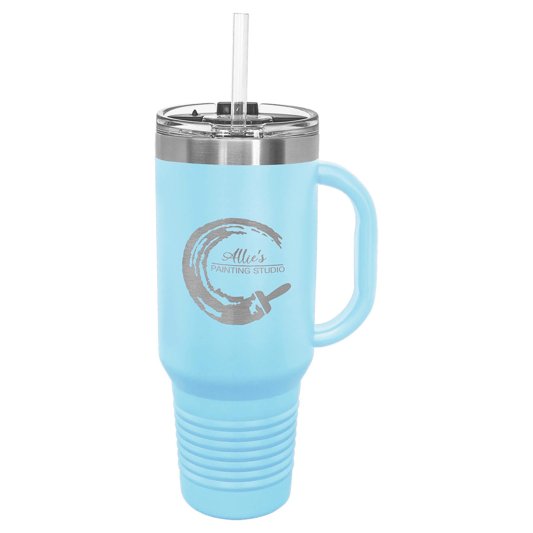 Polar Camel 40 oz. Teal Travel Mug with Snap Lid & Straw - Image 8