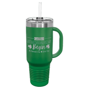 Polar Camel 40 oz. Green Travel Mug with Snap Lid & Straw