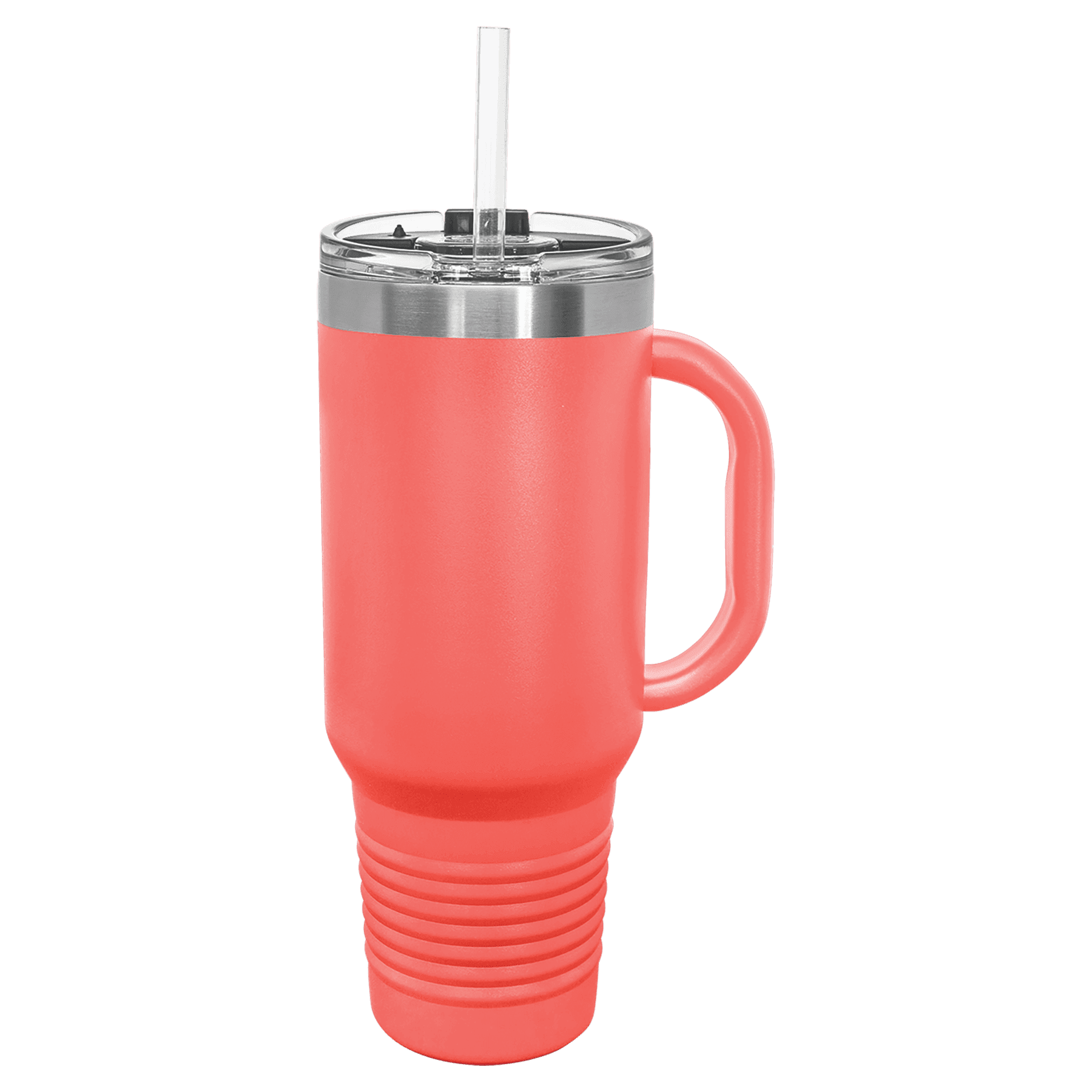 Polar Camel 40 oz. Coral Travel Mug with Snap Lid & Straw - Image 3