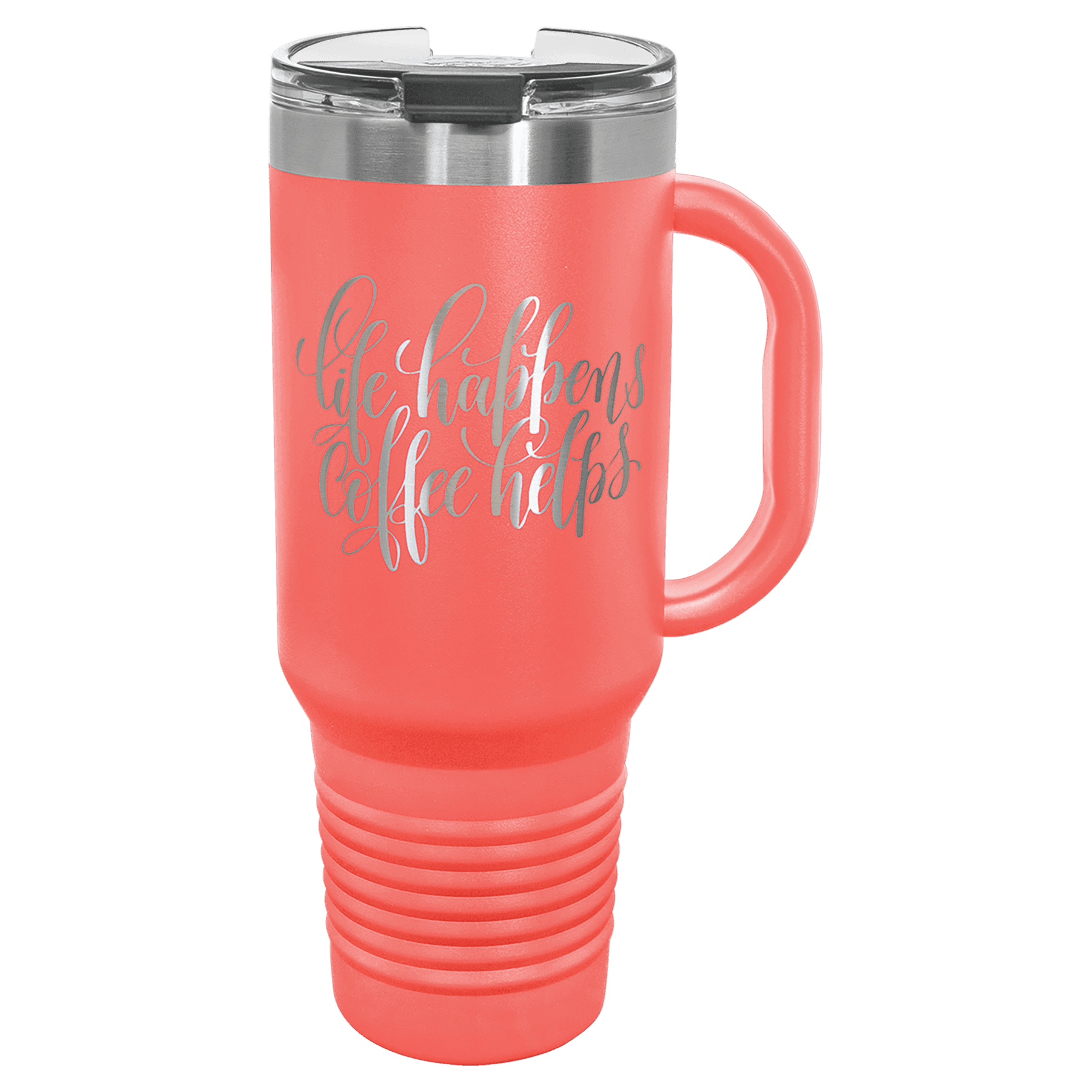 Polar Camel 40 oz. Coral Travel Mug with Snap Lid & Straw