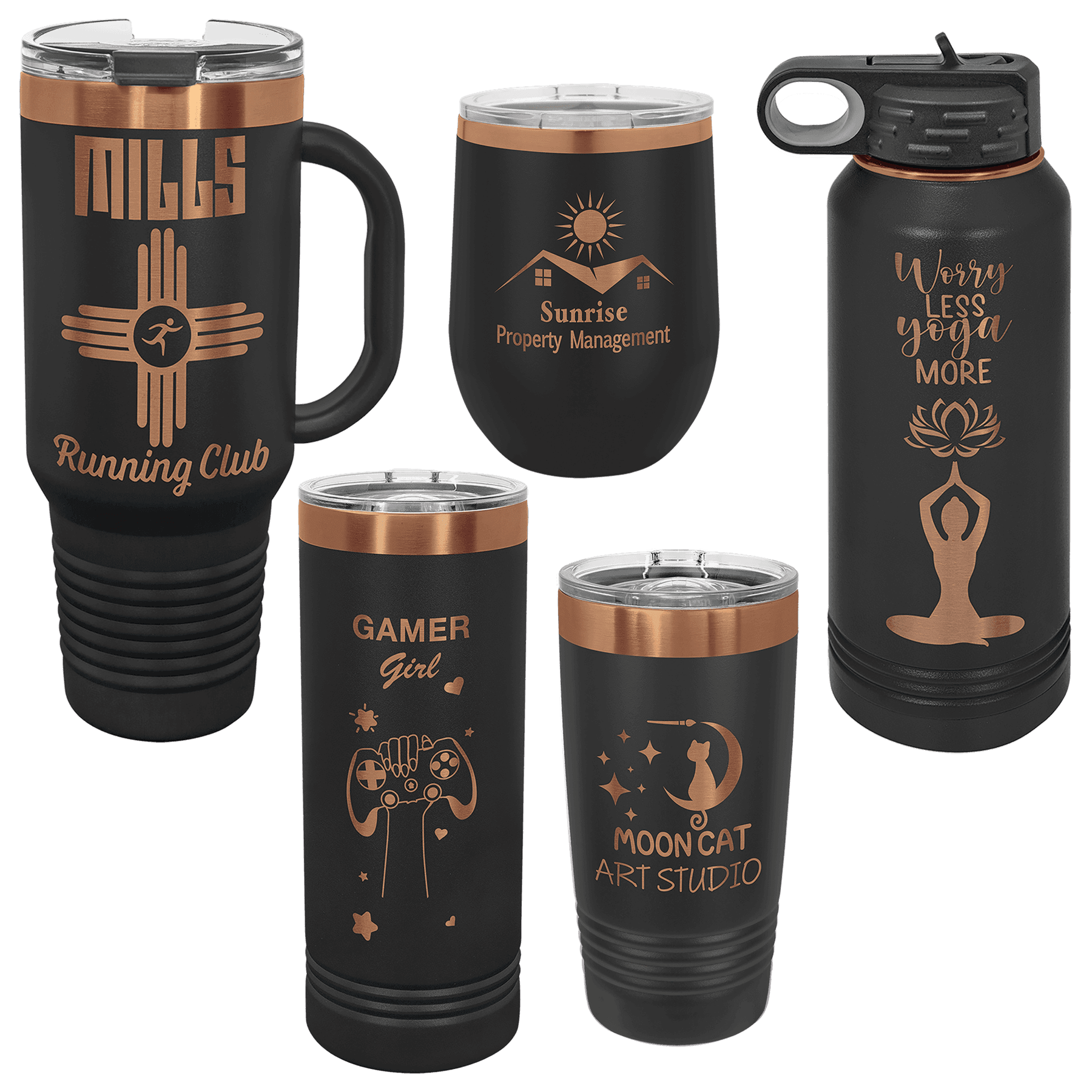 Polar Camel 20 oz. Black/Rose Gold Ringneck Tumbler - Image 3