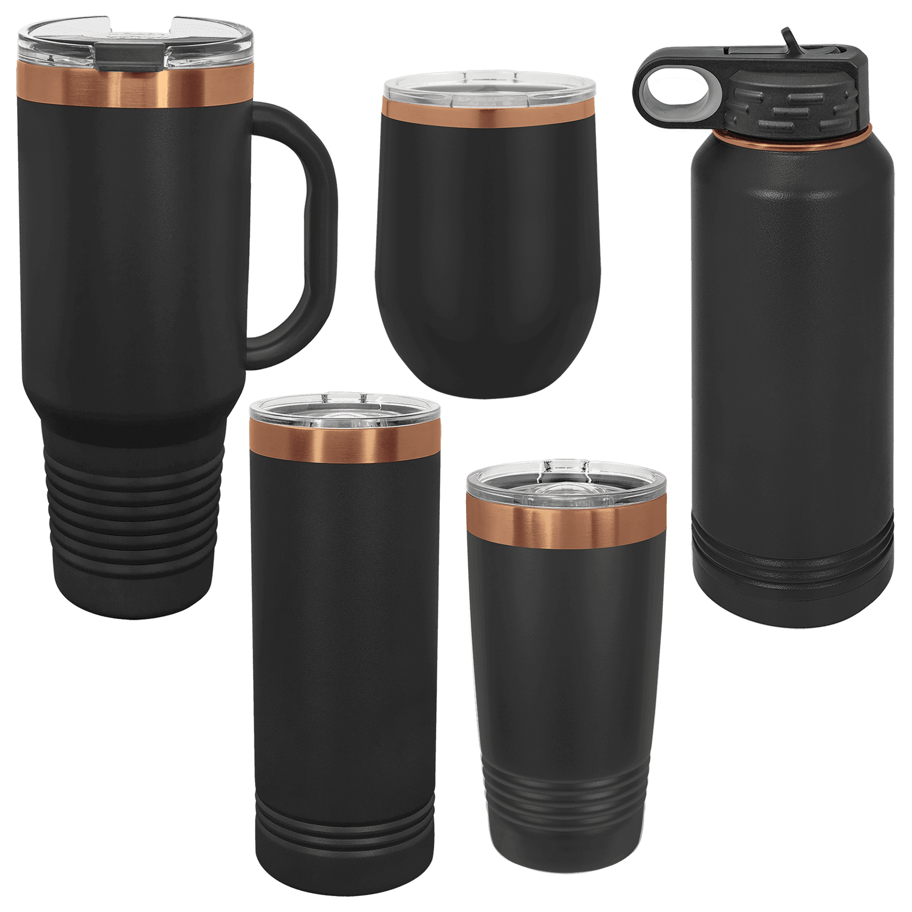 Polar Camel 20 oz. Black/Rose Gold Ringneck Tumbler - Image 4